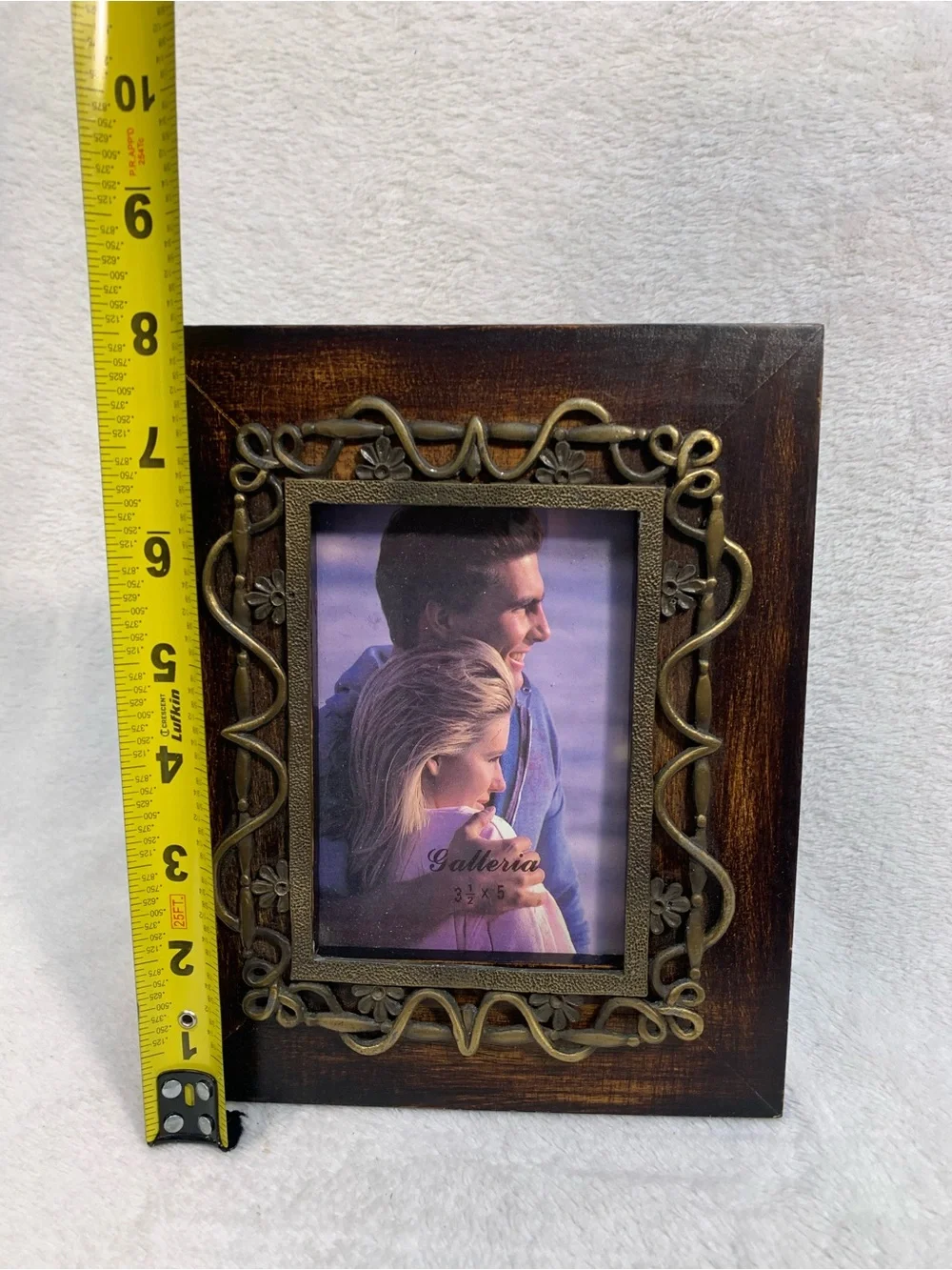 Wood Galleria 3.5x5 Ornate Floral Photo Frame Brown/ Gold Freestanding Portrait